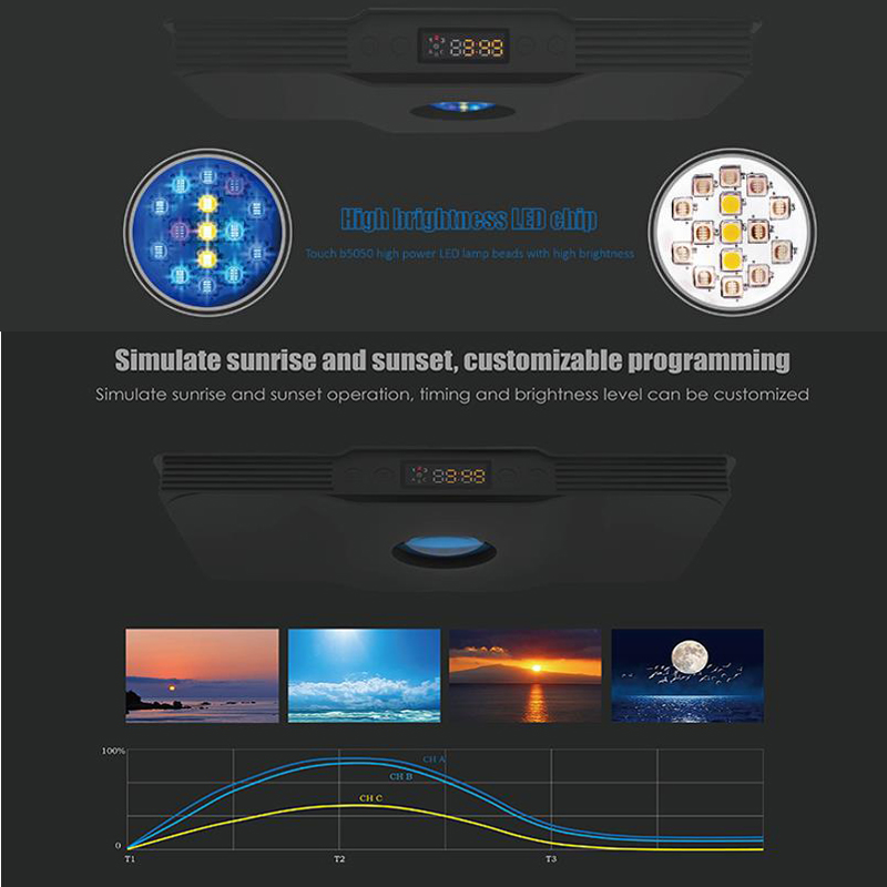 75W Marine Coral Reef light Spectra V3 Aqua Knight Saltwater Seawater Aquarium Led Light Programmable Sunrise Sunset 30inch tank