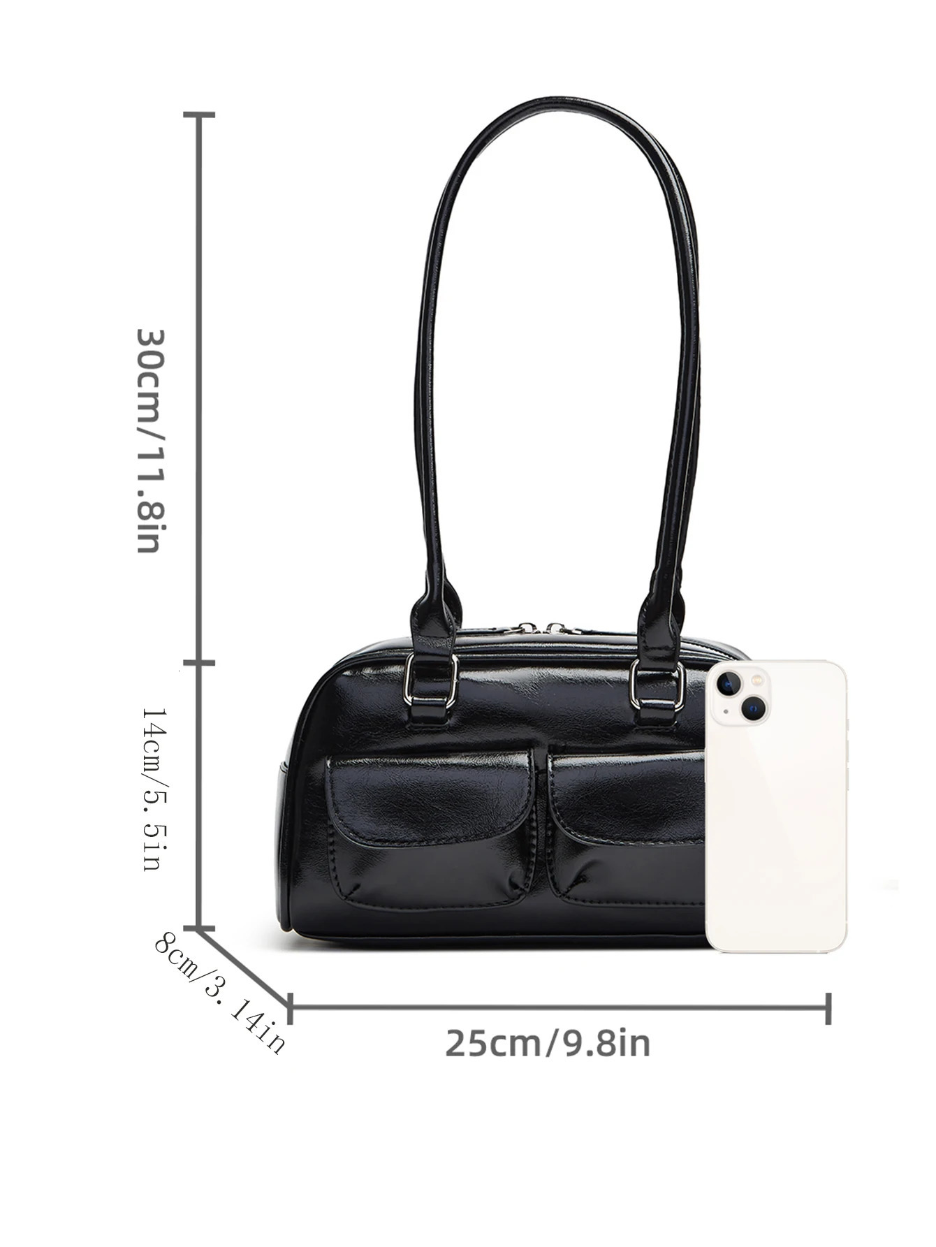 Lux Trendy Street Standoil Korea ner Bowling Box Handbag for Women Boston Tote Bag Pu Leather Female Accessory 250303