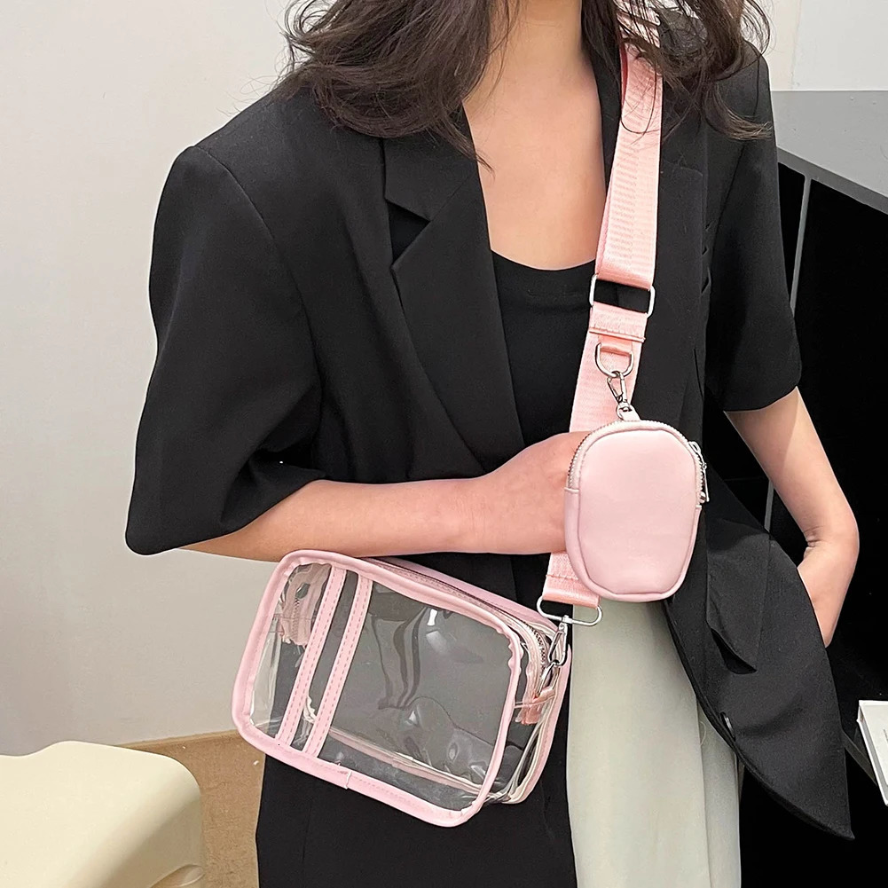 Womens Crossbody Bag Stadium Approved Transparent PVC Phone Bag Fashion Waterproof Mini Square Wallet Womens Shoulder Bag 250303