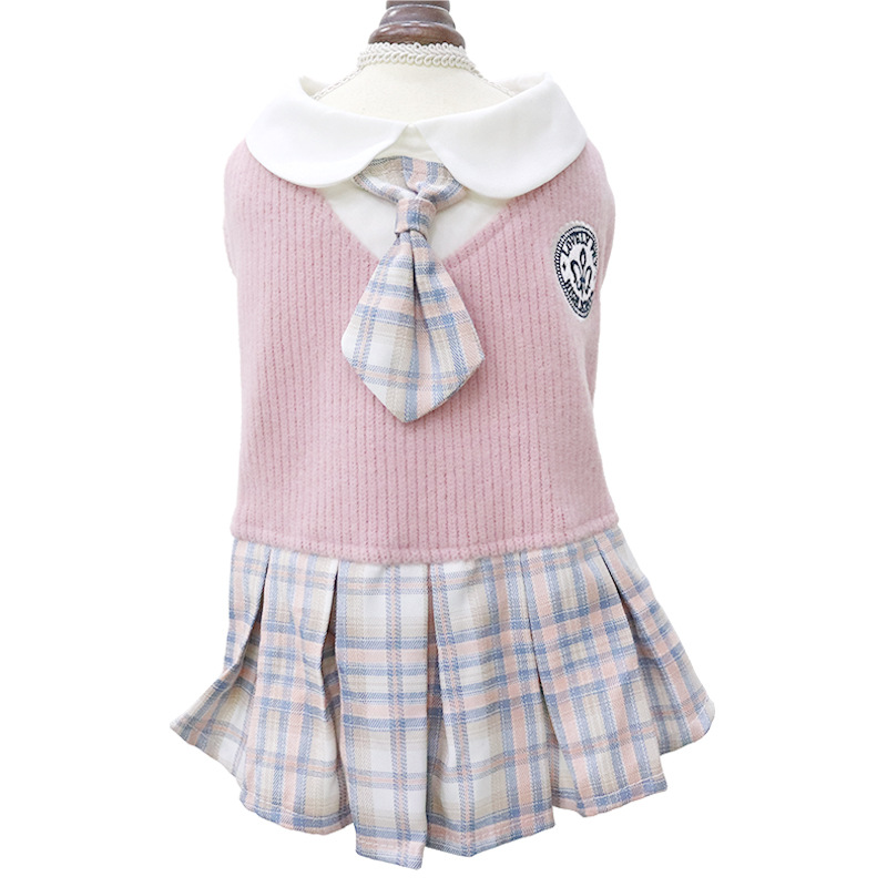 Pet Dog Clothes JK Sweater Dress Teddy Corgi Fa Doubi Bear Spring and Autumn Comfortable Cute Cat Clothing