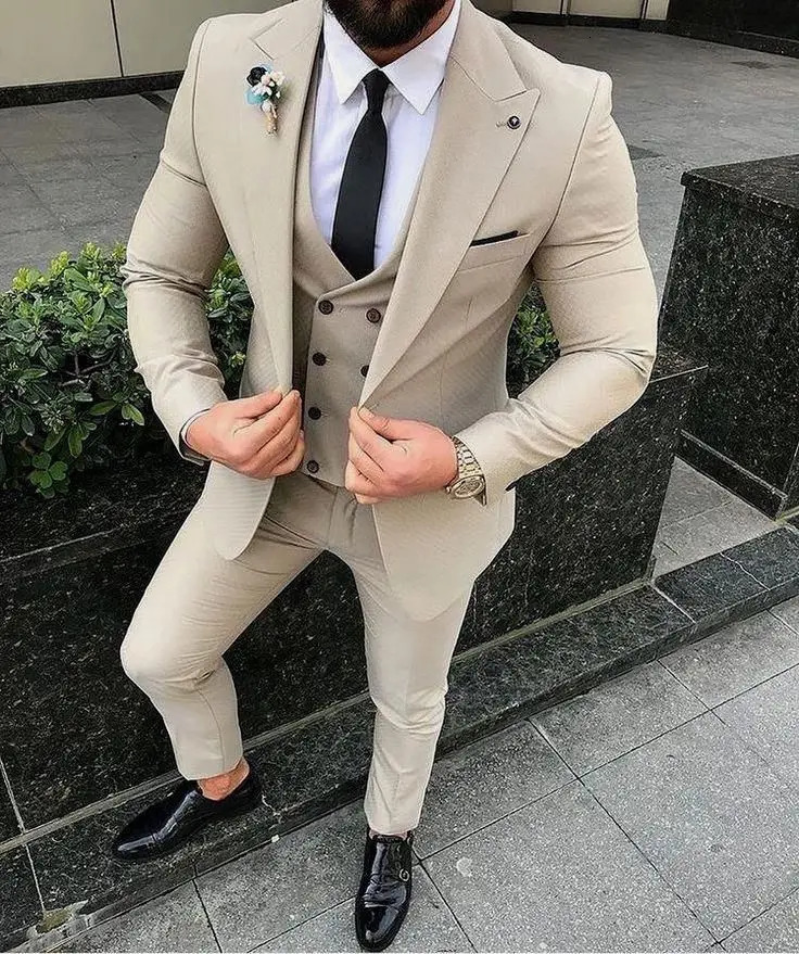 Men Suits Prom Tuxedo Slim Fit 3 Piece Groom Wedding Suits For Men Custom Blazer Terno Masuclino 3 pieces jacket vest pant 250303
