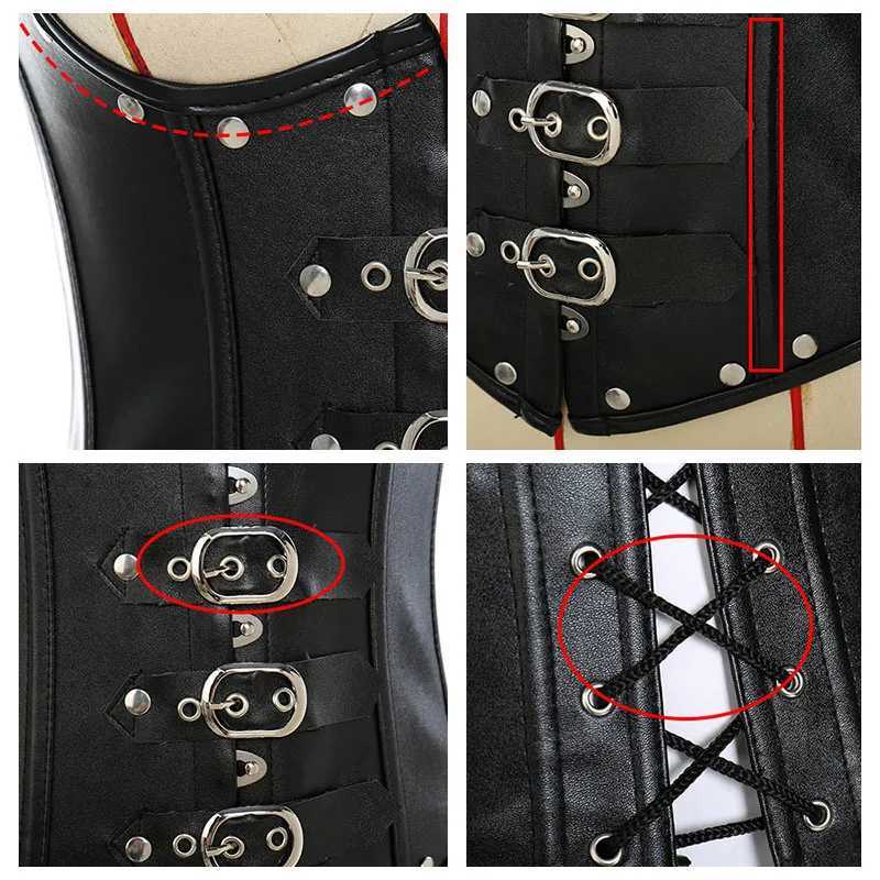 Sexy Plus Size Steampunk Gothic Corset Bustier Steel Boned Leather Waist Trainer Corset Bustier Waist Cincher Shaper CorseletXJ250304