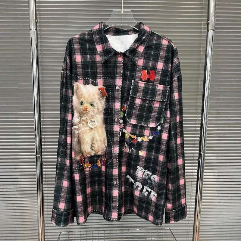 Women's Fashion Plaid Single Breasted Blouse Spring New Arrival Loose Contrast Color Long Sleeves Shirts Female 33A2679