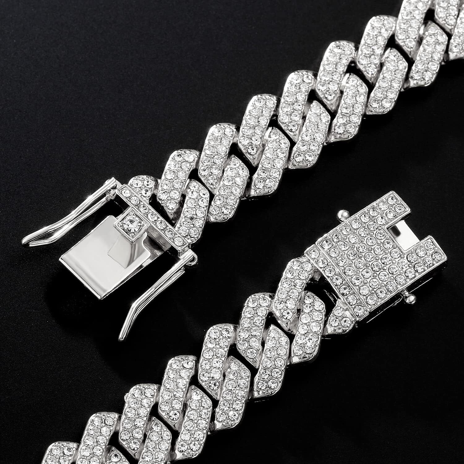 Chain Men's Ice Miami Cuban Necklace Sier/Gold Shining Hip Hop Jewelry Women's