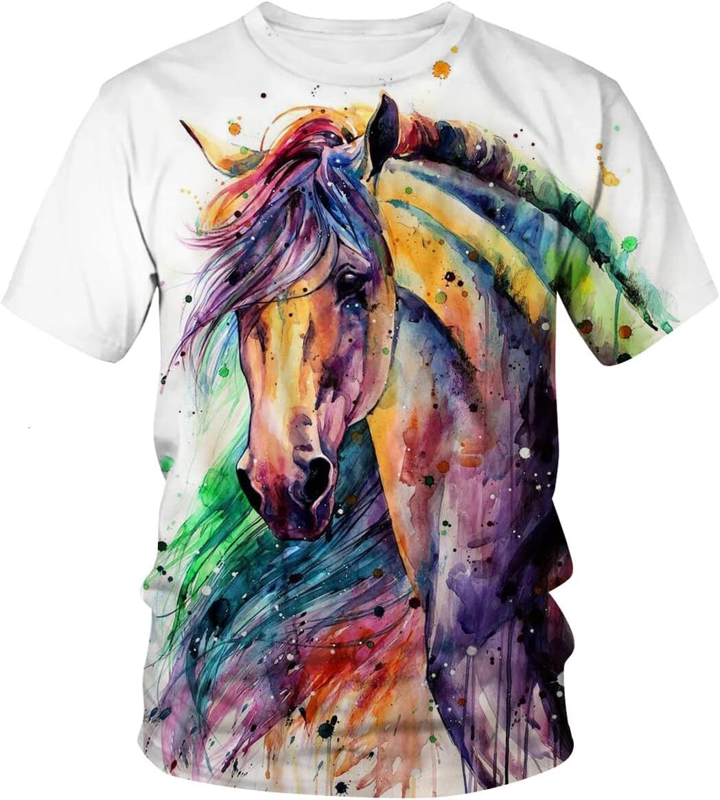 Mens T shirt Men Women Horse 3D Printed Tshirts Animal Graphic Casual Crew Neck T-Shirts tee Casual tops summer clothes cool