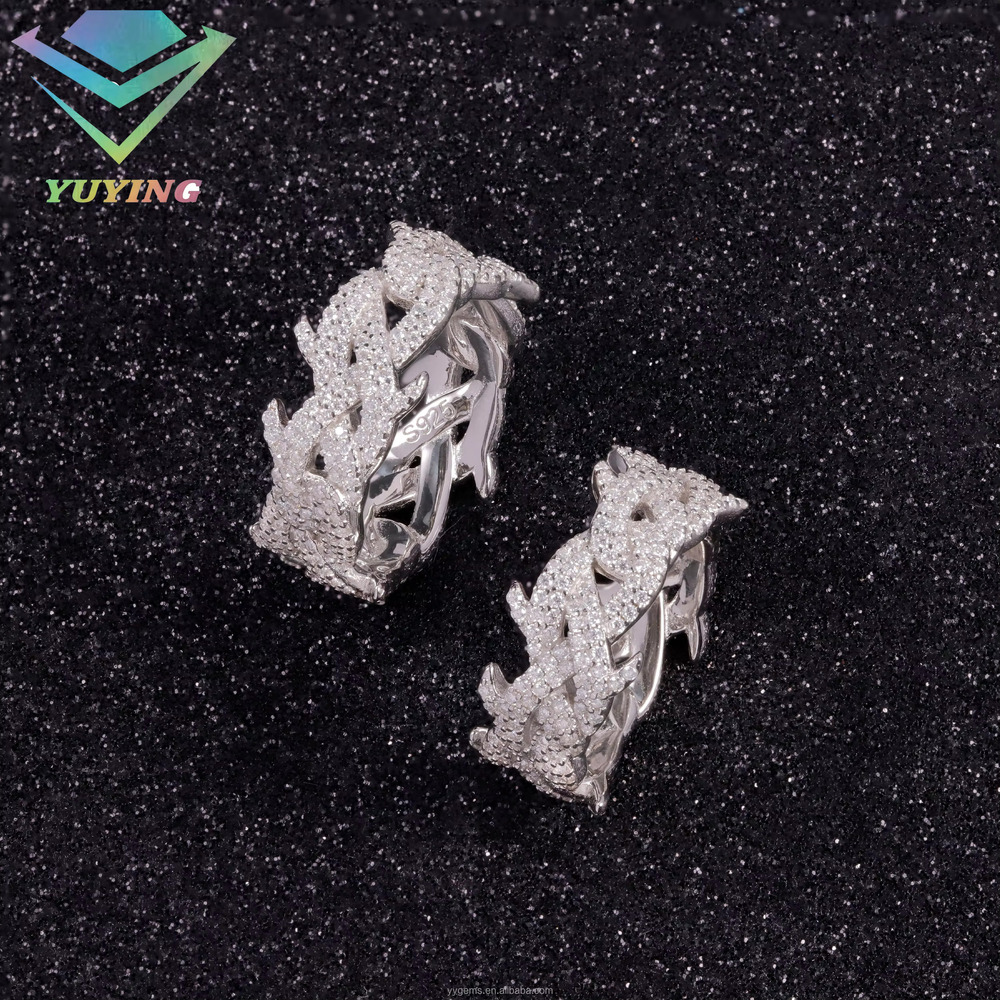 Fashion Design Mossanite Fine Jewelry Sterg Sier Hip Hop for Men Women VVS Moissanite Dia Cuban Ring