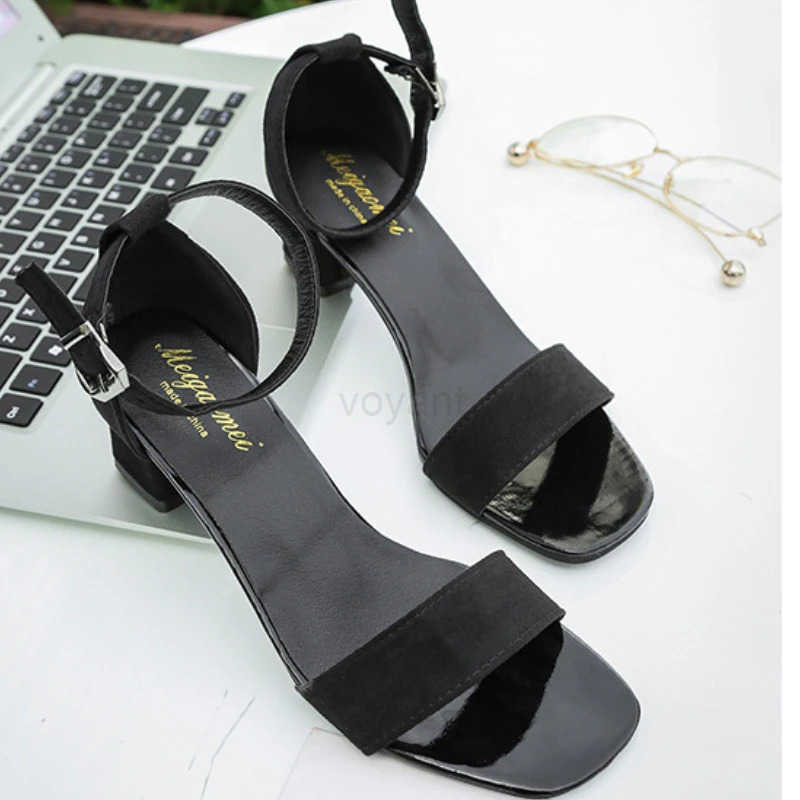 Wens Plus Size Sandals Summer Fi Elegant Square Toe Open Toe Buckle Strap High H Solid Color Bridal Wedding Shoes Z250304