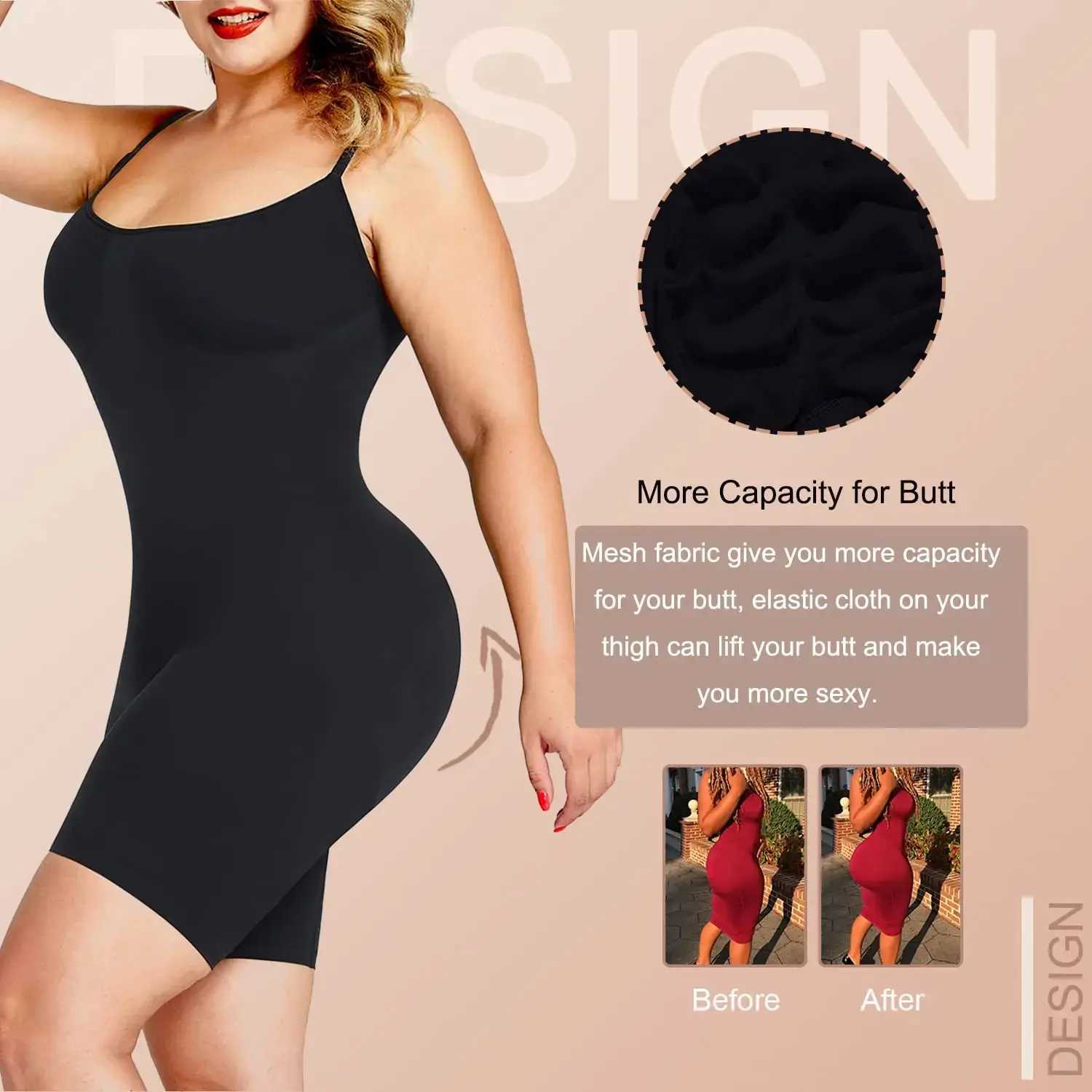 Wasit Womens Abdominal Control Body Shaping Training Clothing Round Neck Seamless Hip Lifting Full Body ShaperXJ250304