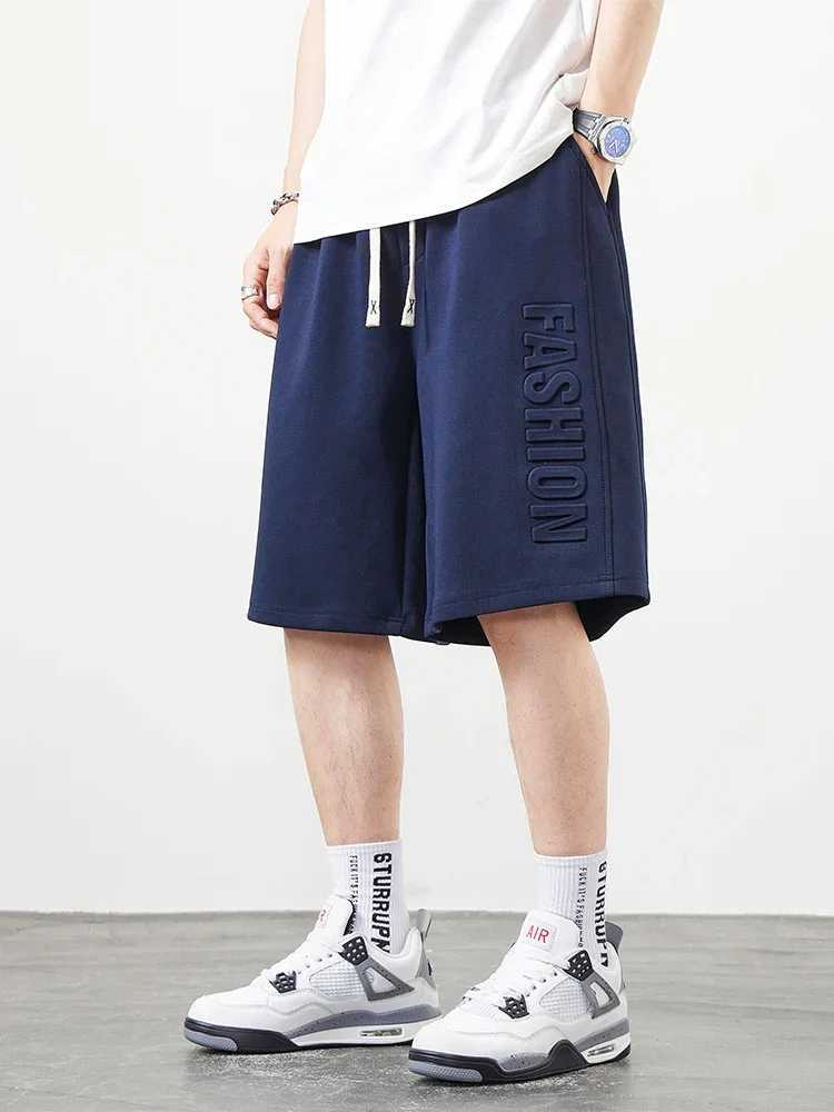 Mens Shorts Summer Clothes Fashion Letter Printed Casual Sweatpants Solid Color Loose Cotton Short Pants Male Straight ShortsT250304