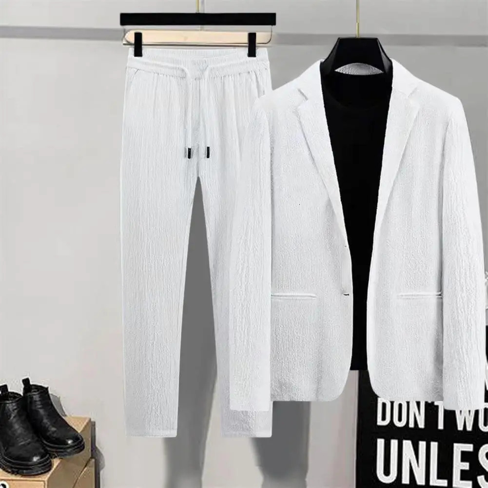 Spring Summer Fashion Suit Men Long Sleeve Highend Casual Slim Handsome Two Pieces Set Thin Jacket And Pants 250224