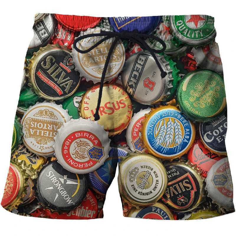 Men Beach Shorts 3D Beer Theme Printed Men Women Summer Fashion Fresh Casual Vacation Beachwear Fitness Sports Quick Dry ShortsT250304