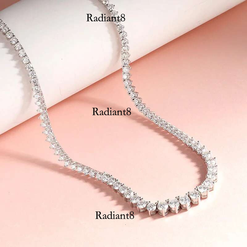 Smyoue 3 Claws Gradient Moissanite Tennis Necklace for Women Sparkg Full Dia Jewelry Sterg Sier Chain