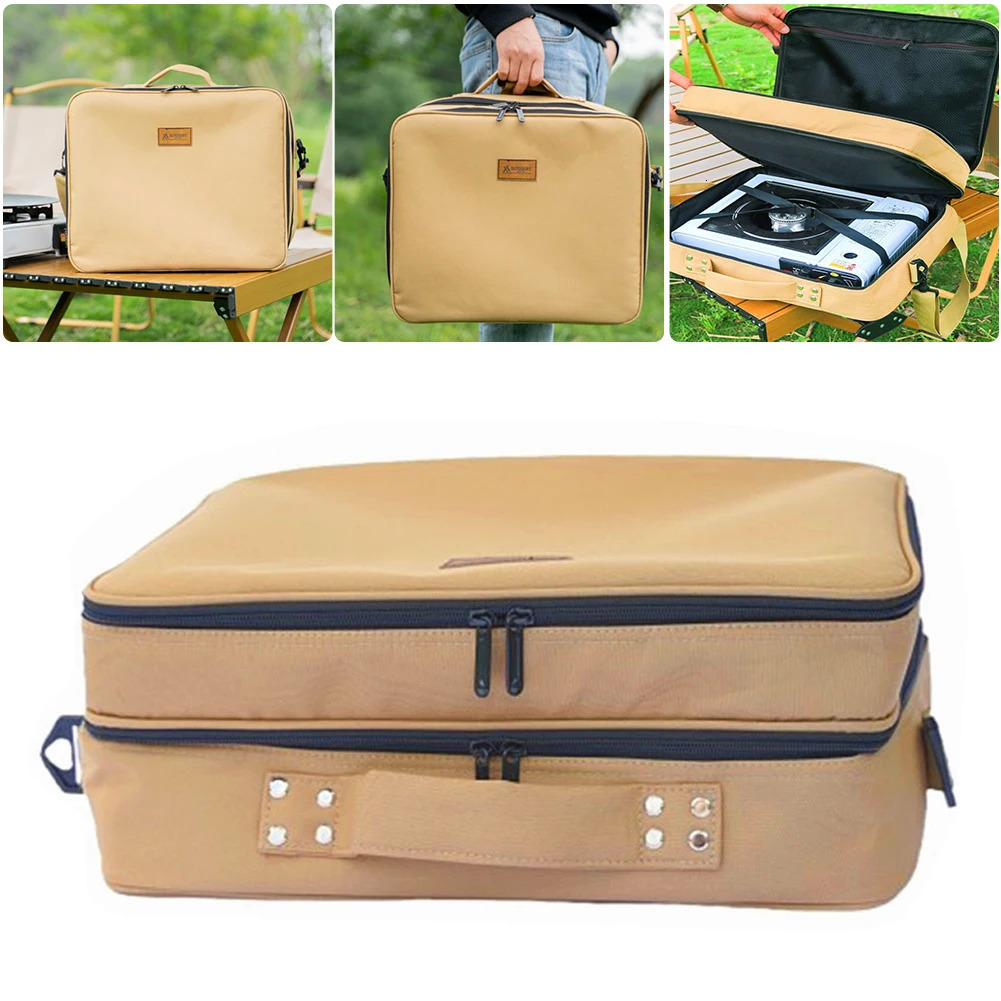 Ship from US Utensils doublelayer kitchenware organizer Oxford cloth wearresistant highcapacity baking tray box gas 250304FBB