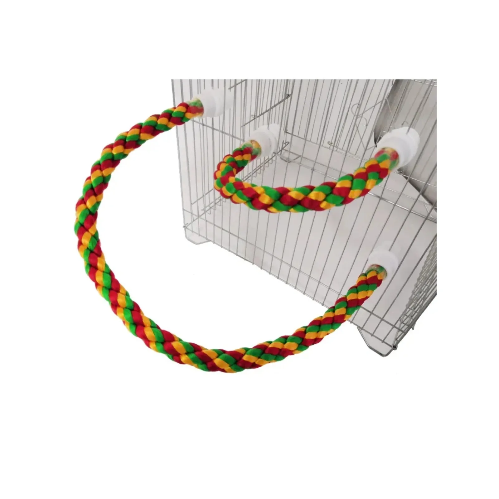 Bird Bite Toy Multi-color Parrot Standing Woven Rope Toy Bird Chew Toy Bendable Pet Parrot Standing Perches for Parakeet