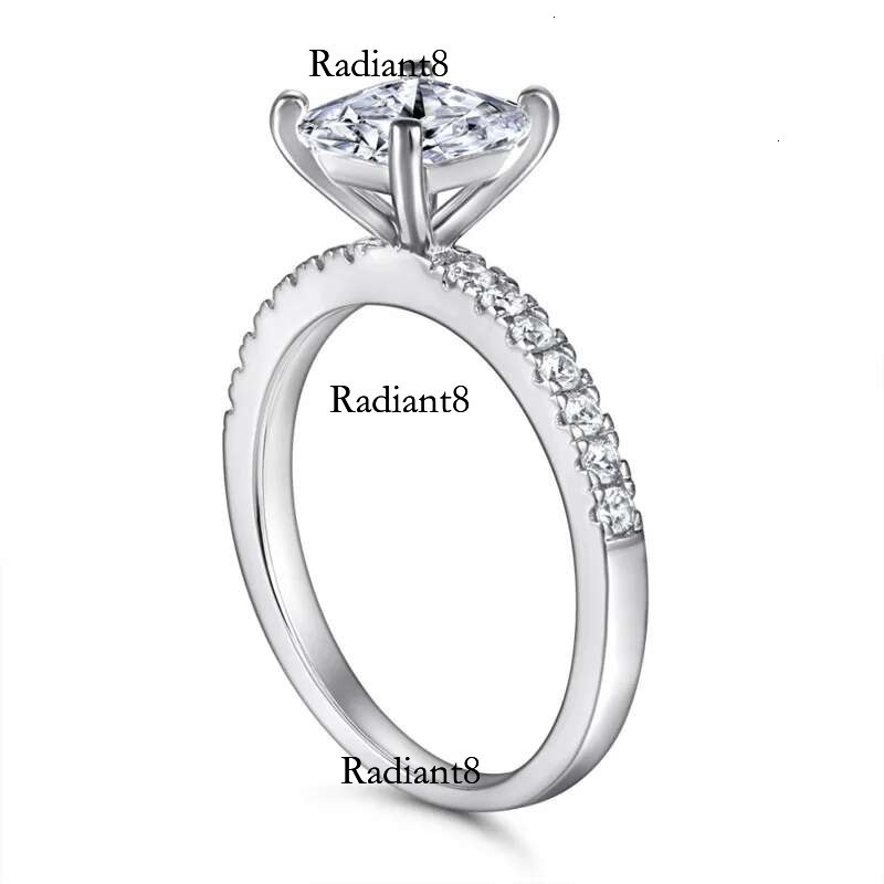 Certified Princess Moissanite Engagement Ring 1.2ct Colorless VVS Dia Bridal Proposal Rings Sterg Sier Weddig Band