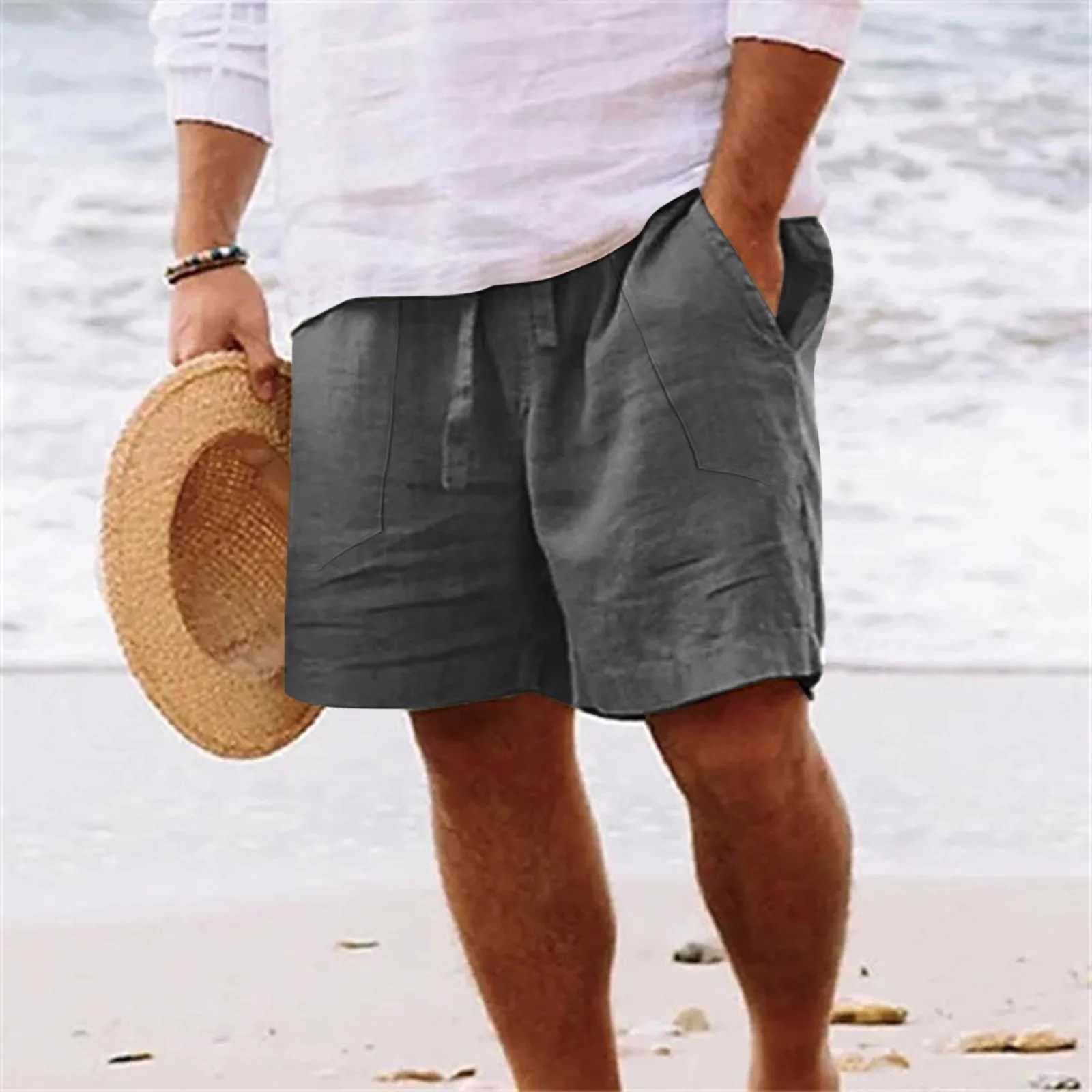 Shorts For Men Casual Summer Capri Pants Men Spring And Summer Pant Casual All Solid Color Painting Loose Plus Size Ropa HombreT250304
