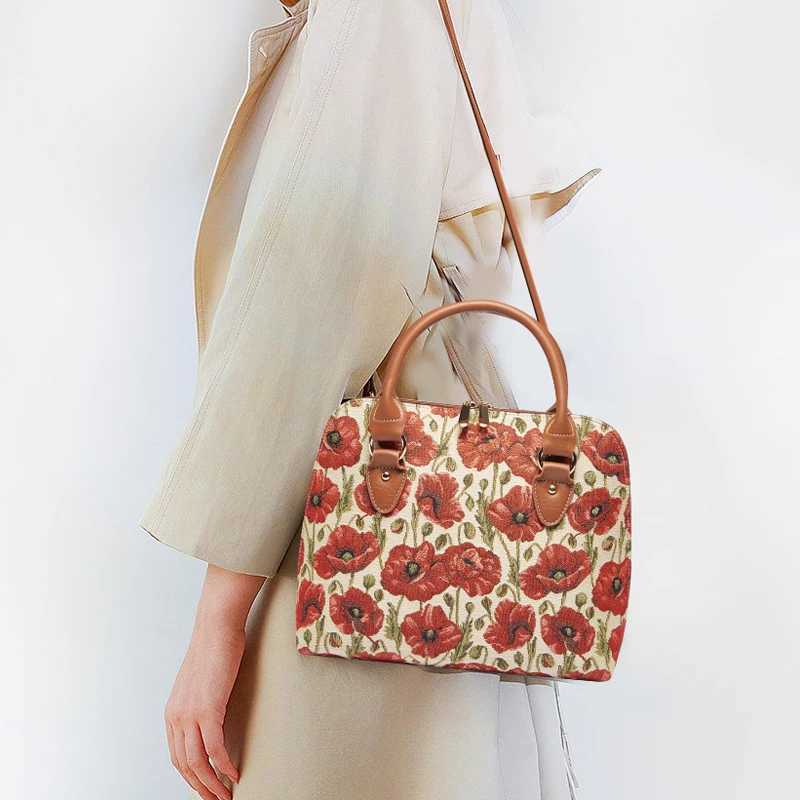 SAJA Tapestry Top-Handle Bags Womans Handbag Shoulder bag Crossbody Bag Satchel Bag Messenger Bag for ladies office Red Poppy Z250303
