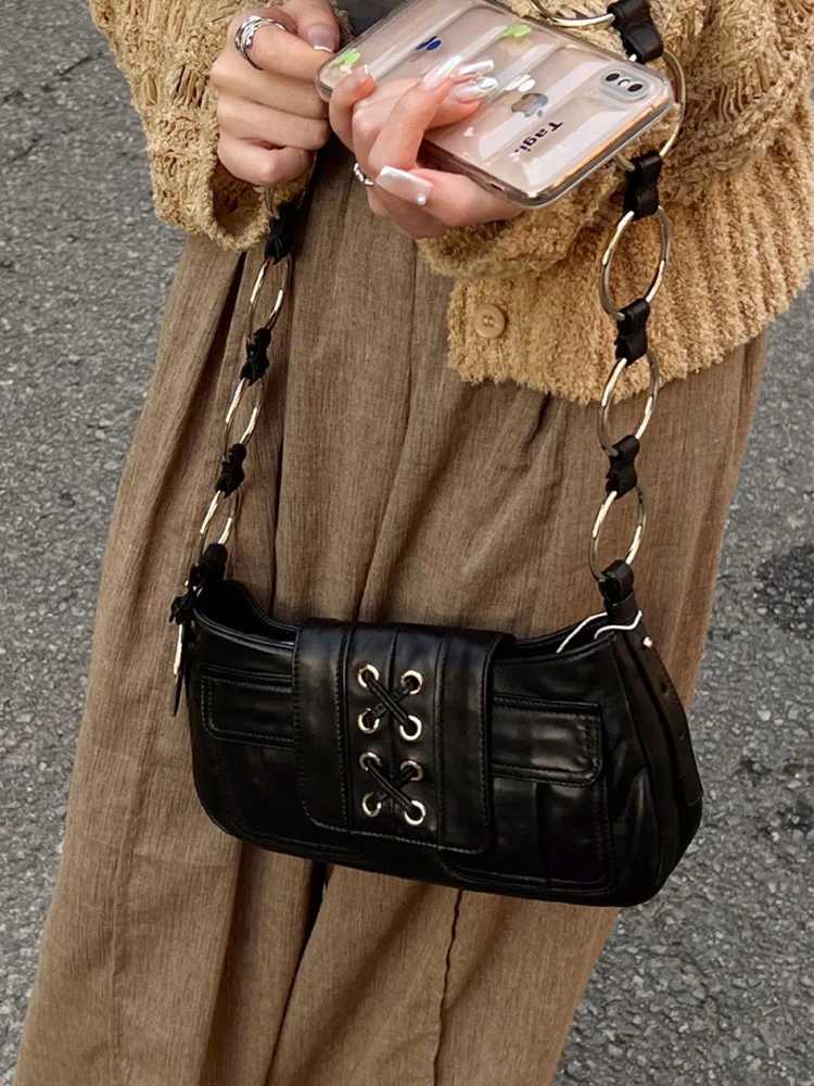 New Trendy High-end Strap Underarm Bags For Women Spicy Girl Metal Ring Crossbody Shoulder Bag Commuting Versatile Red Handbag Z250303