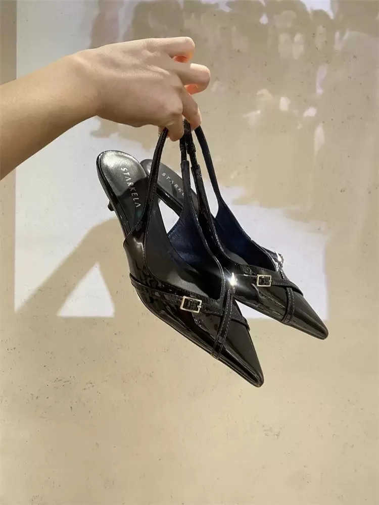 High Heel Sandal for Wen Shoes Lady 2024 Shallow Mouth Suit Fem Beige High-heeled New Stiletto Fi Girls Closed Low Ret Z250304