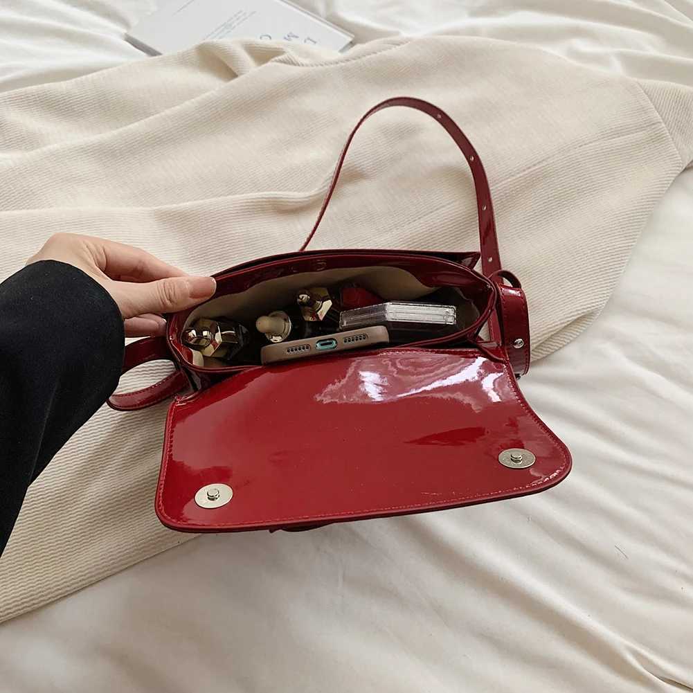 Patent Leather Shoulder Bag For Women Red Crossbody Bag Luxury Design Flap Messenger Bags Underarm Bag Lady Handbag Purse Z250303