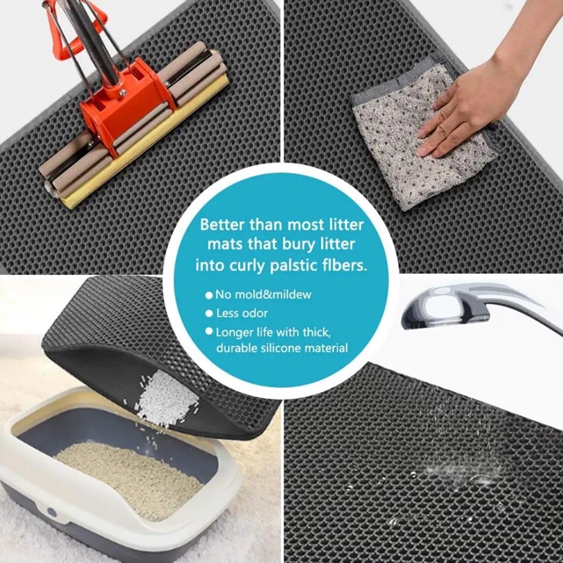 Pet Cat Litter Mat Waterproof Double Layer Cat Litter Trapping Pet Litter Box Mat Clean Pad Products For Cats Accessories