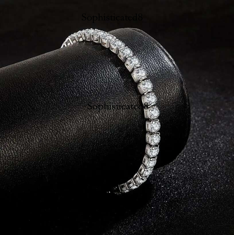 Real Moissanite Bracelet for Women S Sterg Sier 4mm Dias Tennis Bangles Chains Sparkg Fine Jewelry