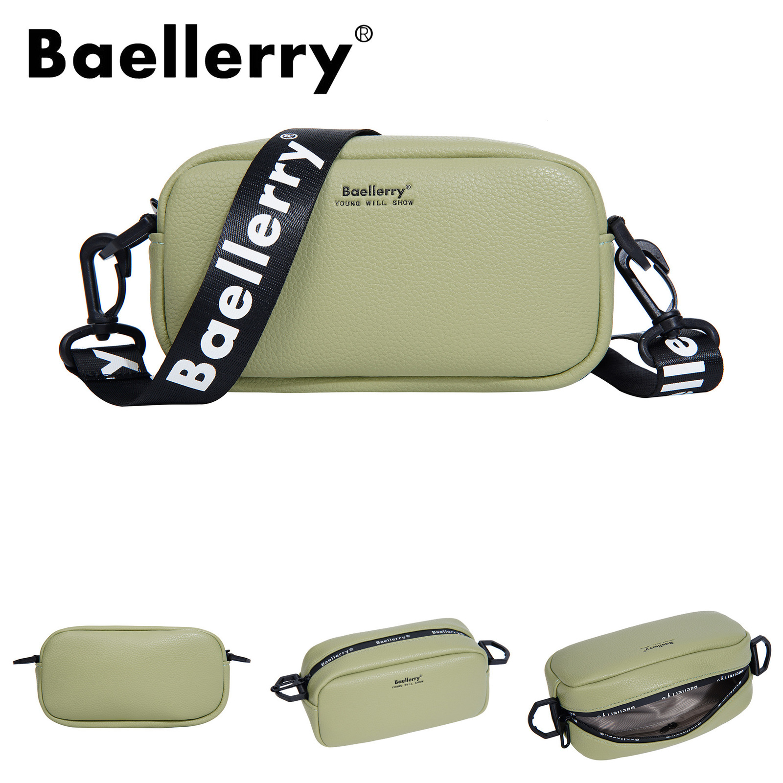 Baellerry womens wallet fashionable lychee pattern solid color shoulder bag large capacity high-end small square bag 250304
