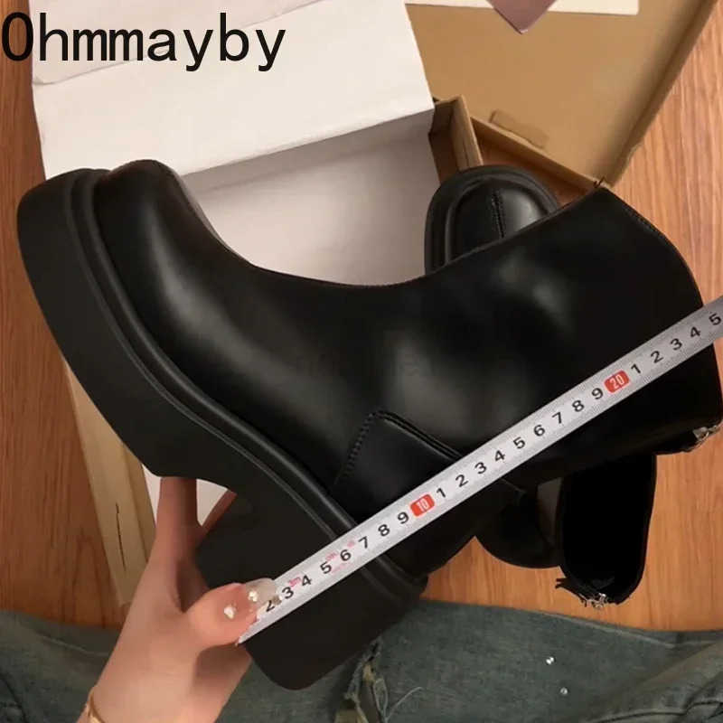 Chunky Wen Black Short Boots Fion Back Zippers Shoes Autumn Winter Square Heel Wens Ankle Booties Z250304