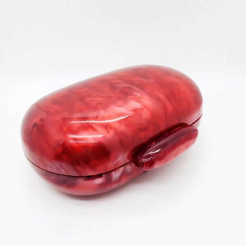 Luxury Designer Handbags Pearlescent Round Acrylic Evening Clutch Bags Wedding Party Vintage Red Chain Crossbody Bag Mini Wallet Z250303
