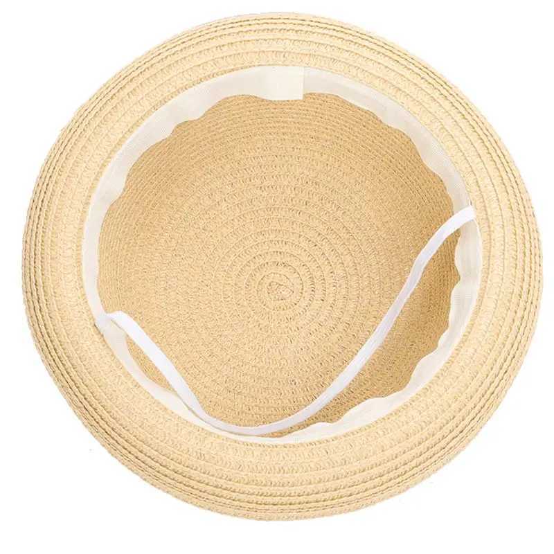 Two Design Children Str Per Sun Hat Cute Ears 2-5 Years Boys Girls Summer Plain Beach Hat Brown Khaki Ivory Orange YellowXJ250304