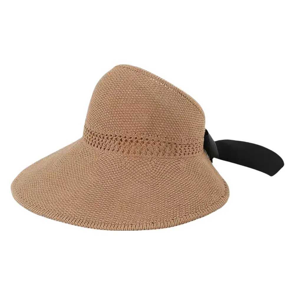 Summer Sun Hat Fashionable Travel Bow Womens Holiday Str Beach Folding Hat Brim Sun Hat Protection Large Hat Sun K9K3XJ250304