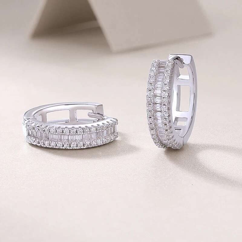 Smyoue Plated D VVS1 All Moissanite Hoop Earrings for Women Pass Dia Test S Sterg Sier Ear Jewelry Wholesale GRA