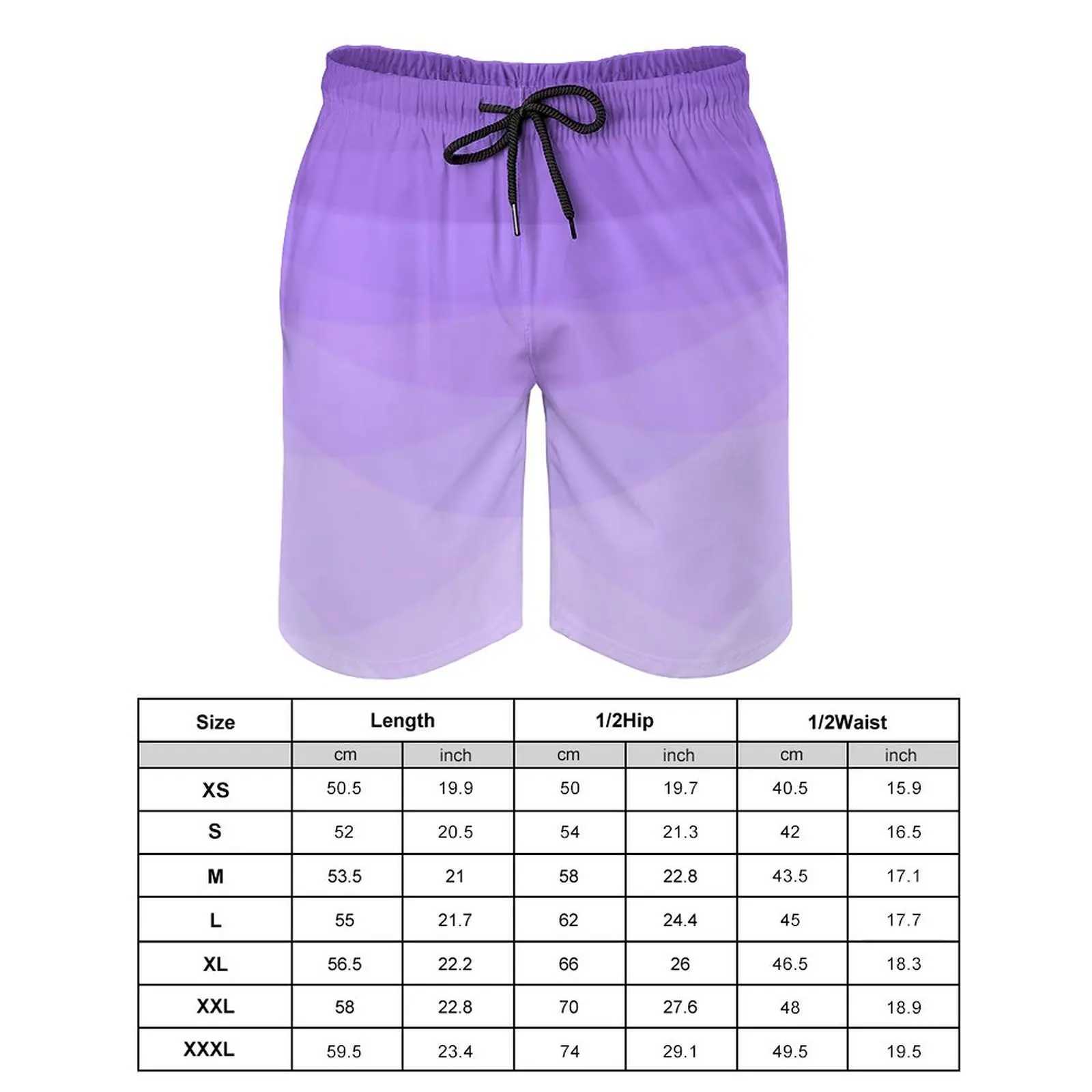 Ombre Polygonal Board Shorts Gradient Purple Vintage Beach Shorts Man Graphic Surfing Fast Dry Beach Trunks Gift IdeaT250304