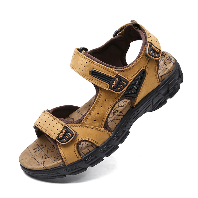 2024 Genuine Leather Mens Sandals Summer Outdoor Non-slip Hiking Trekking Shoes for Men Beach Slippers Casual Sneakers 250303