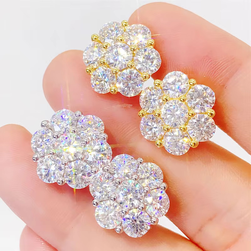 Hot Top Selg Pass Dia Tester Fine Jewelry Sier 8mm 12mm 15mm wer Vvs Moissanite Stud Earrings