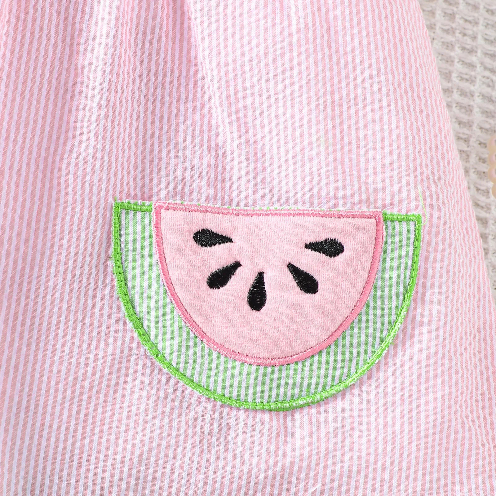Summer Cute Baby Girl Clothing Set 0-2Y Watermelon Embroidered Pocket Flying Sleeve Top and Shorts 2 pieces of toddler clothing 250304