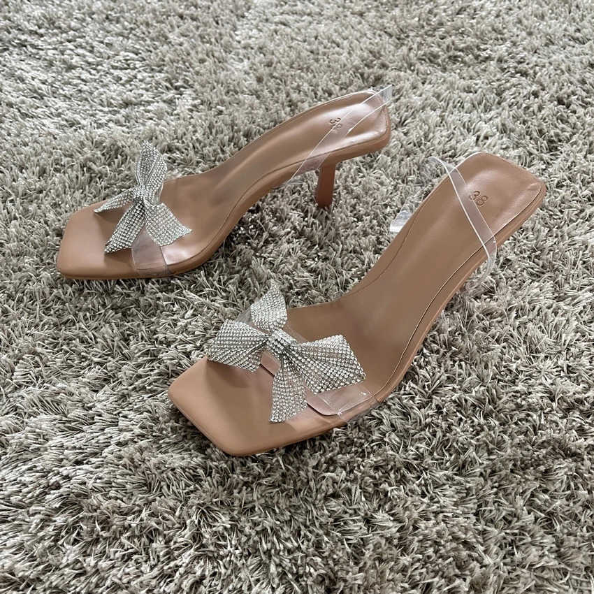 2023 Wan Heeled Sandals Wens Sandals Summer Transparent High H Sandals Elegant Stiletto Slingback Shoes Z250304