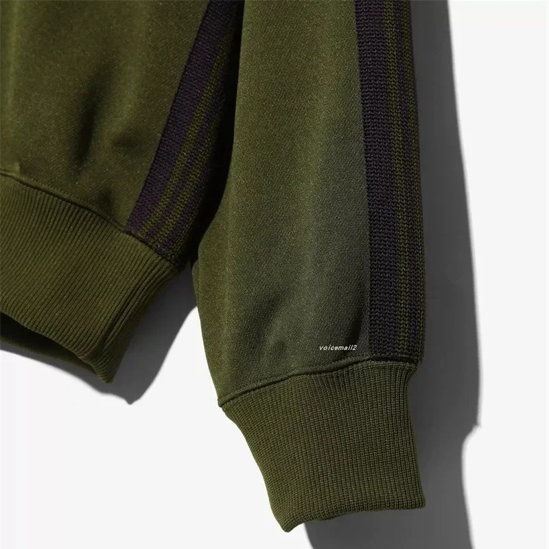 25ss Butterfly Embroidery Sweatshirts Men Women 1 High Quality Striped Olive Green Crewneck Casual Pullovers Inside Tags 250304