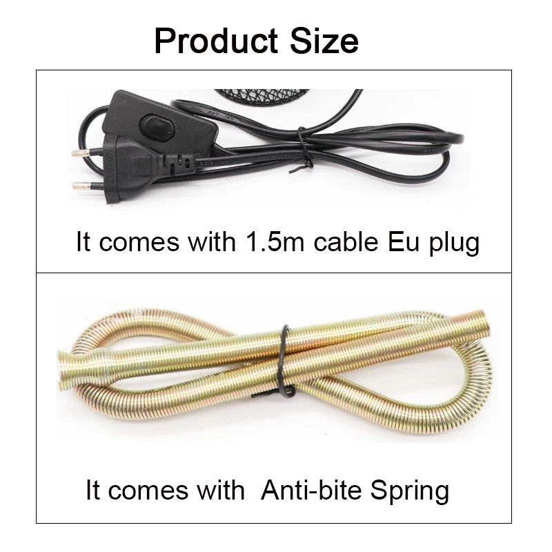 E27 Pet Heating Lamp for Turtle Snake lizard Infrared Ceramic Emitter Heat Light Reptile Lamp With Anti Bite Spring EU Plug