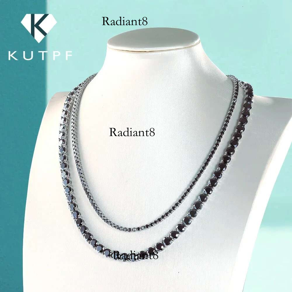3/4/5/6.5mm Black Moissanite Tennis Necklaces with Certificates Sterg Sier Lab Dia Hiphop Neck Chain For Women Men