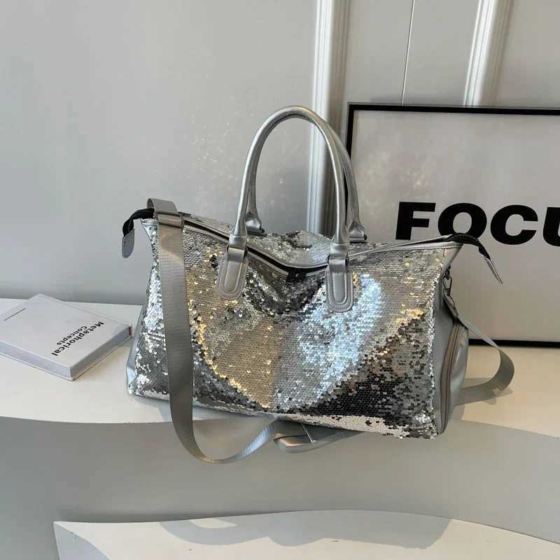Large Capacity Sequin Fashion Travel Bag Multi-Zone Personalized PU Solid Handbag 2024 Hot Sale Bags for Women Bags Y250304