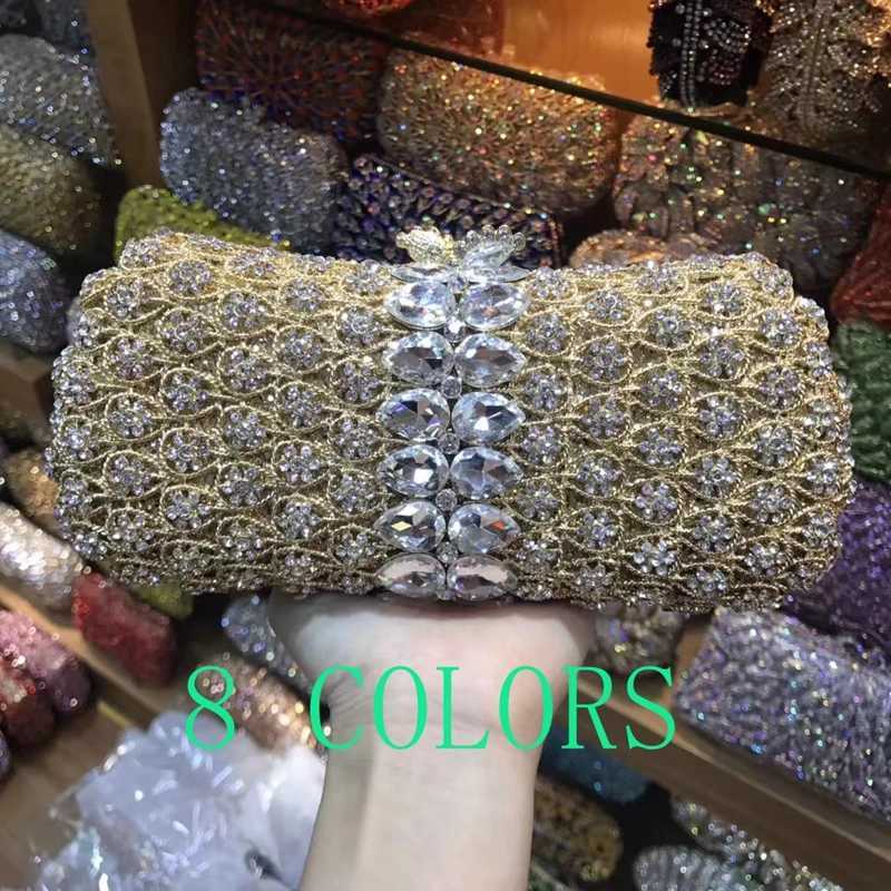 XIYUAN Gold/Grey/Red/Silver Big Stone Evening Bags Bridal Wedding Rhinestone Clutches Bag Handbags and Purses Party Clutch Purse Z250303