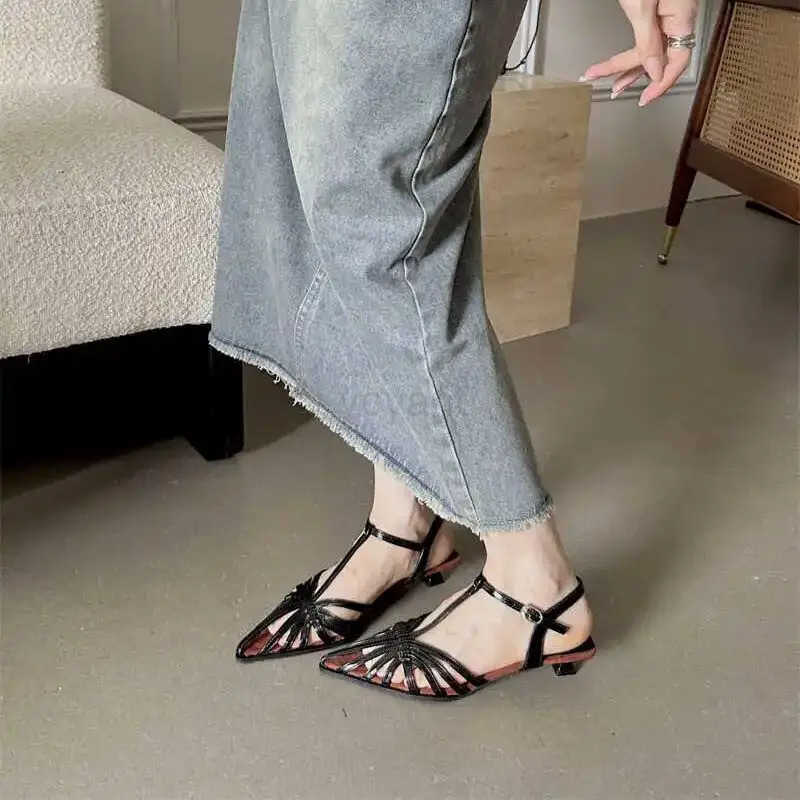 Bailamos Summer H Wen Sandal Fi New Brand Gold Narrow Band Ladies Slingback Shoes Ankle Srtrap Dress Slides Mujer Z250304