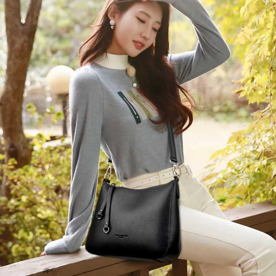 Genuine Brand Womens Soft Leather Shoulder Bags Luxury Designer Crossbody Bags Ladies Casual Tote Bag Messenger Commuting Bag Z250303