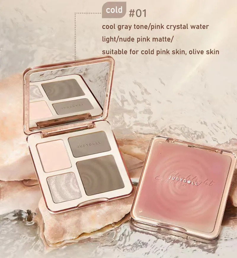 JUDYDOLL Waterproof Contour Stick Highlighter Palette Set Vegan Cruelty-Free Makeup Kit for Cheekbones Nose Slimming 250227