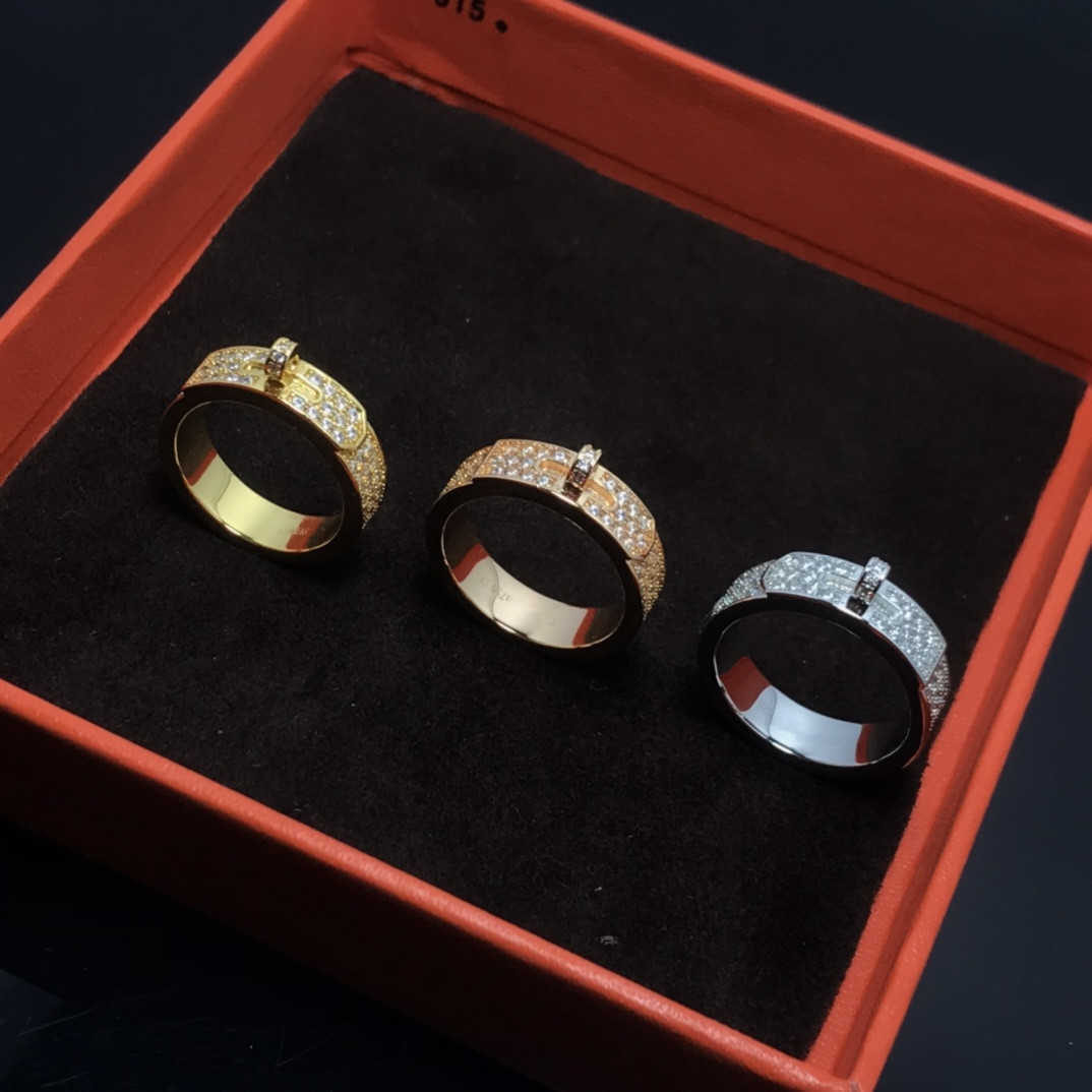 Couple Rings New pig nose ring high version sky star h couple ring plated 18k rose gold diamond ring H25303