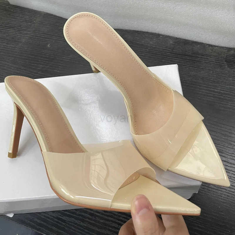 New Summer Wens High-heeled Sandals Simple Transparent High-heeled Slippers Stiletto Pointed Open-toed Slippers Mes Z250304