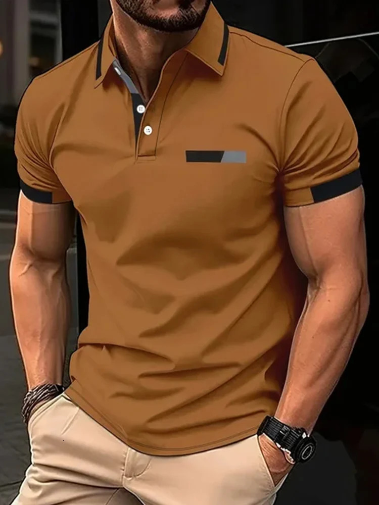 Mens Short Sleeve Polo Shirt Summer Casual Lapel Sports men polos Gift For Men EUROPEAN Measurement 250304