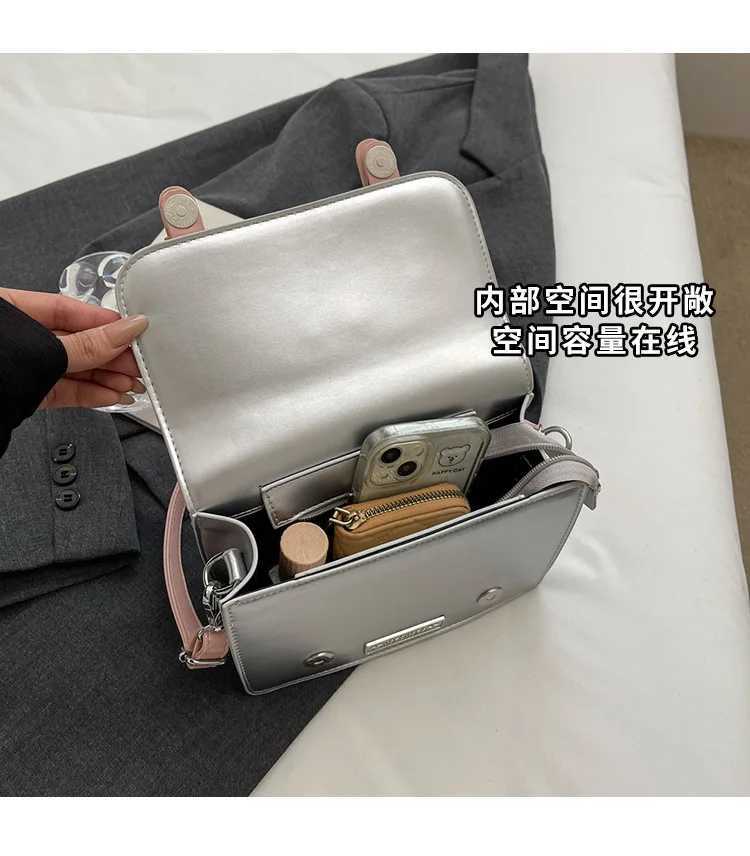 Luxury Women Brand PU Leather Contrast Color Crossbody Bag Casual Lock Sweet Flap Messenger Bag Y250303