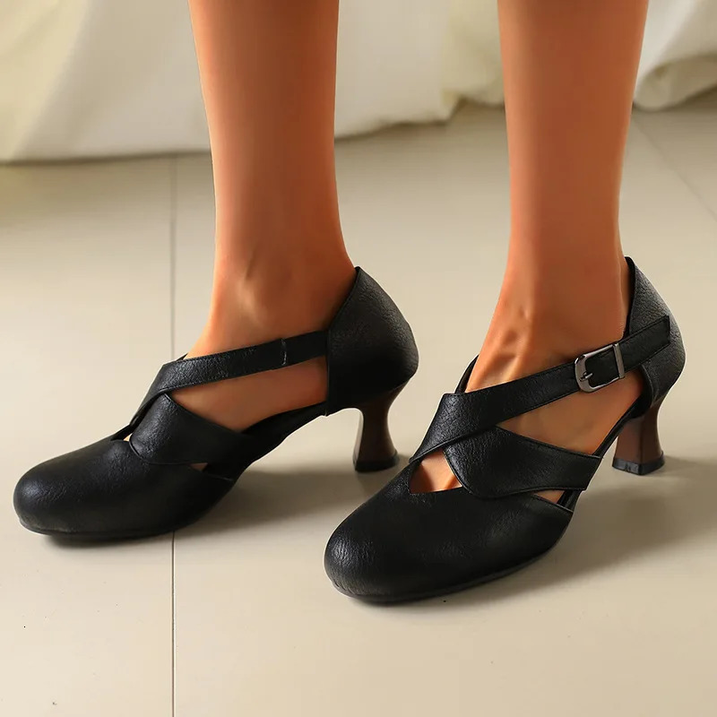 Spring Shoes Female Sandal High Heels All-Match Espadrilles Platform Round Toe Womens Girls High-heeled Lacquered Clear Fa 250303
